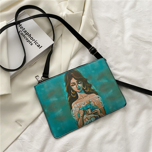 Bolso Clutch Envelope con Diseño Graffiti y Correa Diagonal - Image 3
