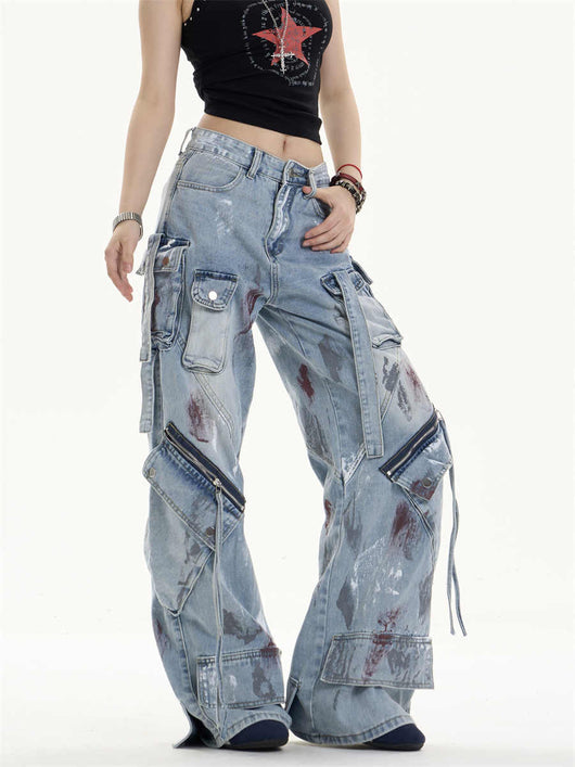 Pantalones Vaqueros de Trabajo Mujer Cintura Alta Bolsillos Múltiples - Image 5