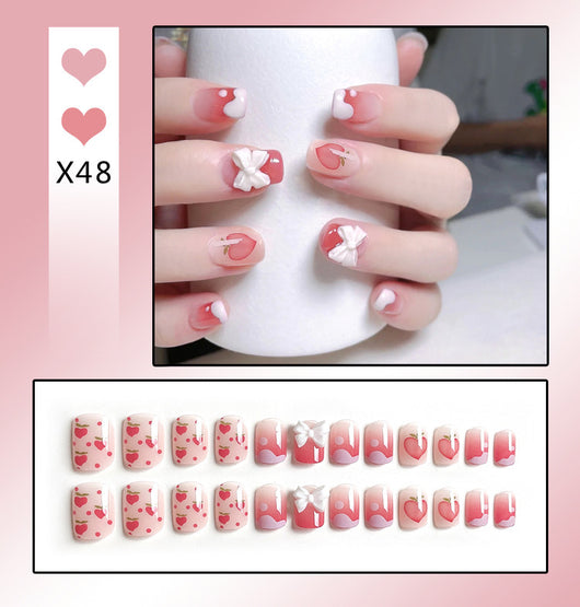 Uñas Postizas Francesas Removibles con Diamantes - Image 41