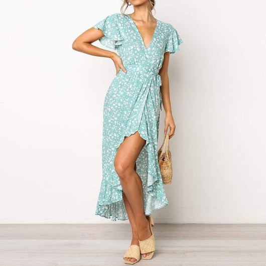 Vestido de Encaje Floral Escote V Manga Corta - Estilo Europeo Verano - Image 13
