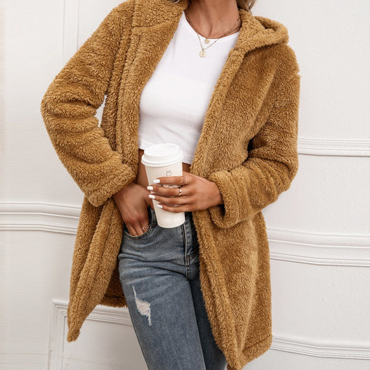 Abrigo Gabardina Cardigan Capucha en Lana de Cordero - Image 13