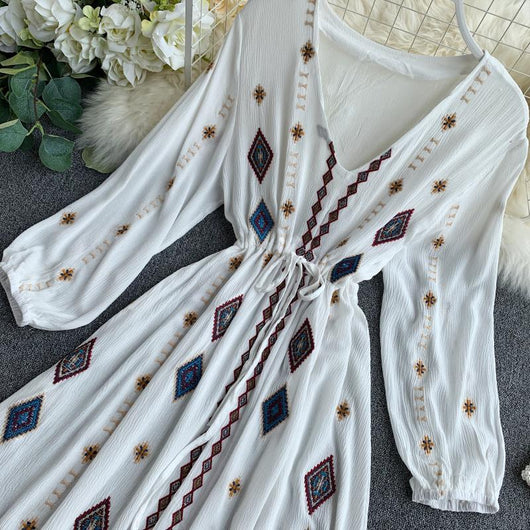 Vestido Largo de Mujer con Bordado Industrial y Cintura Ajustable - Image 22