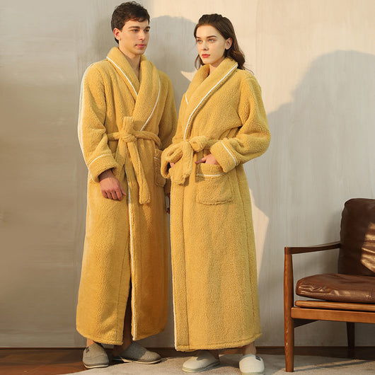 Bata de Invierno en Terciopelo Algodón para Parejas - Pijama Largo Talla Grande Lujo Ligero - Image 3