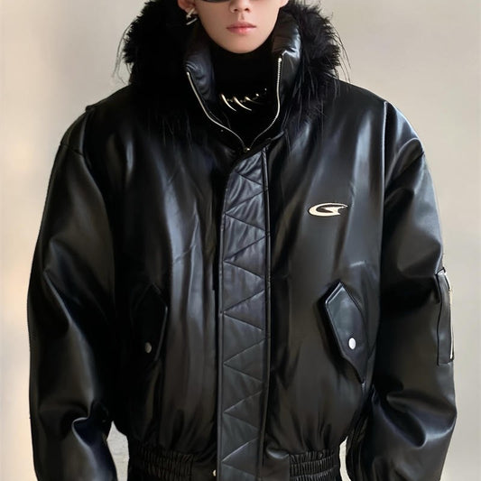 Chaqueta Térmica Acolchada con Cuello Doble en Patchwork