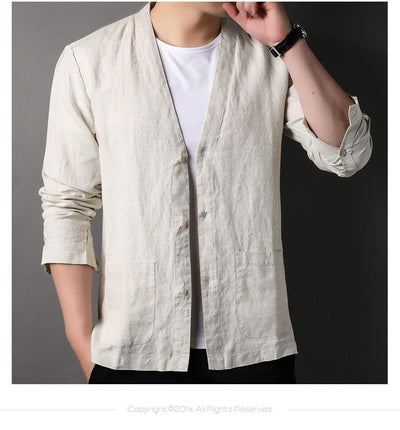Camisa Casual Manga Larga Escote V para Hombre - Image 14
