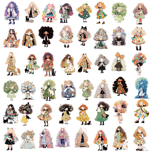 50 JDM car stickers featuring various modified racing and cartoon graffiti designs of sports cars and sedans. - Image 5