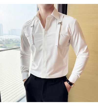 Camisa Minimalista de Manga Larga para Hombre - Estilo Versátil y Moderno - Image 24