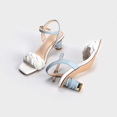 Sandalias de Tacón Alto con Punta Cuadrada y Tejido Artesanal - Image 3