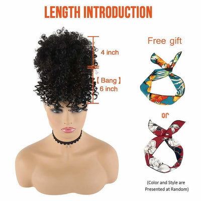 Extensión de Cabello Rizado con Flequillo y Moño Clip - Image 8
