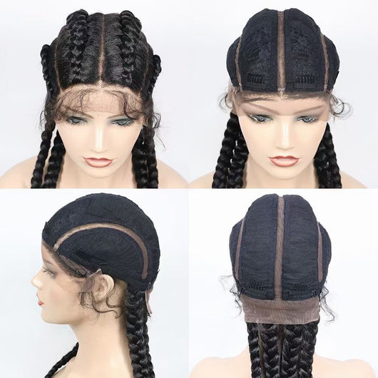 Peluca Sintética con Encaje Frontal de Cuatro Trenzas - Image 14