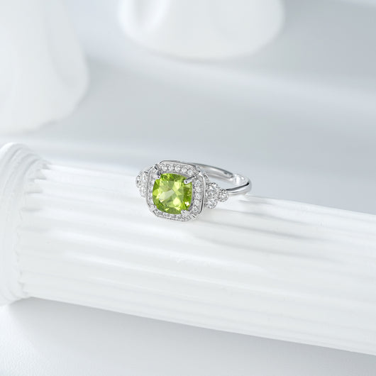Anillo de Plata Peridoto Verde Elegante Temperamento S925 - Image 3