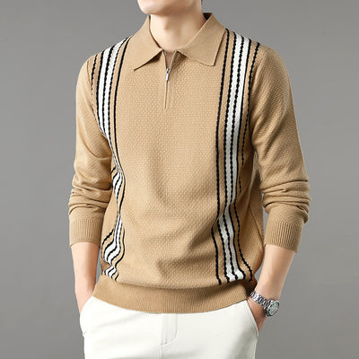 Suéter de Punto Colorblock con Cuello y Cierre Medio Cremallera para Hombre - Image 6