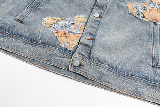 Chaqueta Denim con Costuras de Encaje y Detalles Rotos - Image 24