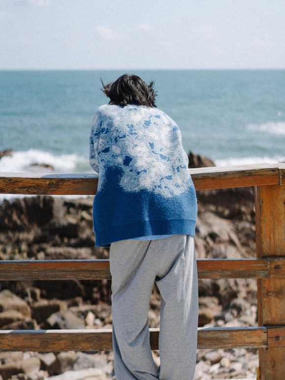Chaqueta de Punto Suelta de Manga Larga para Hombre