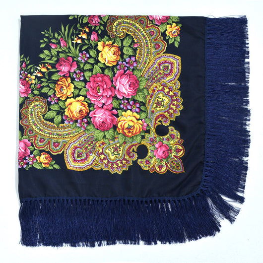 Pañuelo Floral Retro con Flecos para Mujer - Image 6