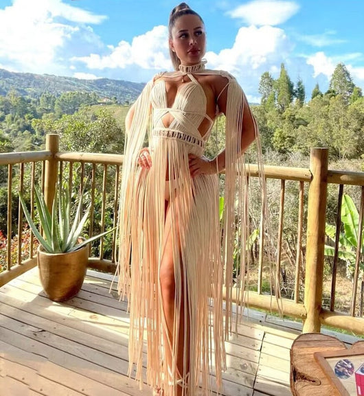 Vestido Maxi Vintage Tejido a Mano con Borlas Elegante para Mujer - Image 11
