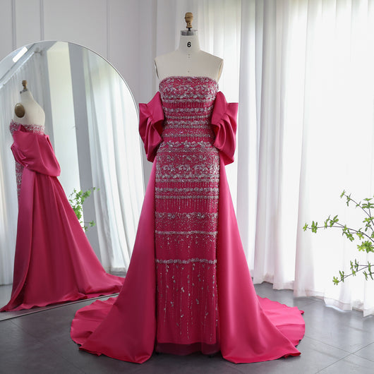 Vestido de Noche Satinado con Cuentas y Hombros Descubiertos - Image 7