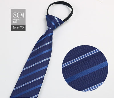 Corbata Negra Rayada Azul con Cierre Rápido - Corbata Ejecutiva Lazy Zip - Image 74