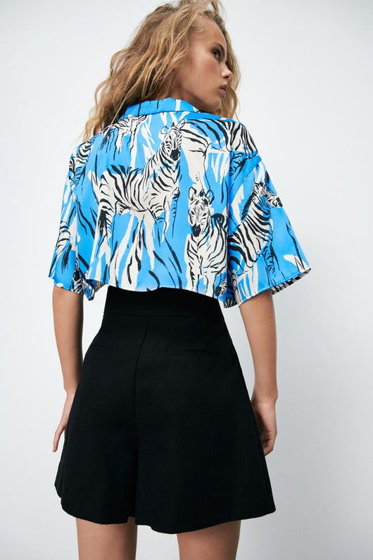 Blusa Estampada de Moda Europea y Americana para Mujer - Manga Corta de Verano - Image 3