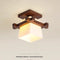 Lámpara de Techo Minimalista Tic-tac-toe en Vidrio y Madera Maciza Estilo Rústico Moderno