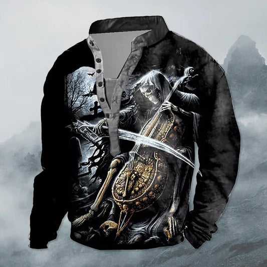 Playera 3D Calavera Lobo con Estampado Digital para Hombre