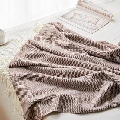 Manta Tejida Jacquard con Patrón de Onda y Flecos Espiga - Image 3