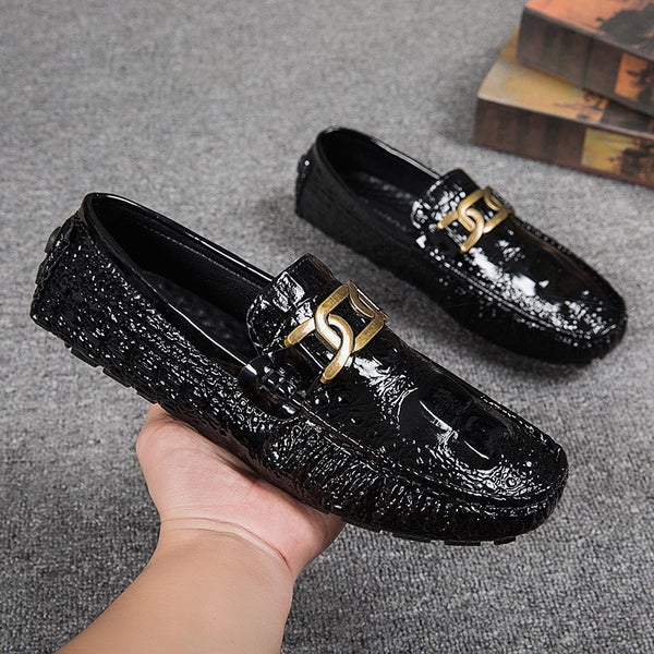 Zapatos de Cuero Casual con Hebilla Metálica y Pedal