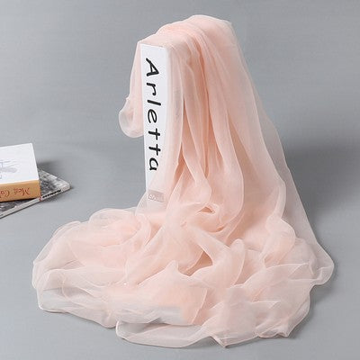 Pañuelo de Seda Largo para Mujer - Chal Playero Chifón Liso Grande