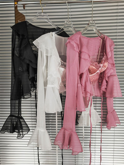 Conjunto Dos Piezas: Cardigan Chiffon con Encaje y Tirantes - Image 9