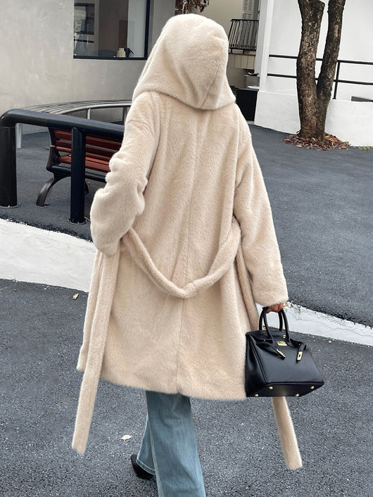 Abrigo Casual de Felpa Liso de Manga Larga para Mujer - Image 9