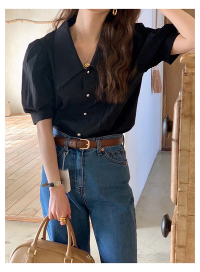 Blusa Elegante con Escote en V y Mangas Abullonadas - Image 18