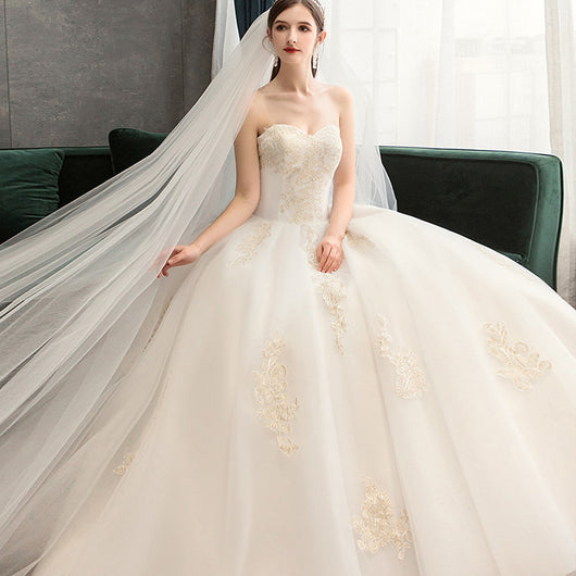 Vestido de Novia Manga Larga Bosque Encantado Lujo Cielo Estrellado con Cola - Image 9