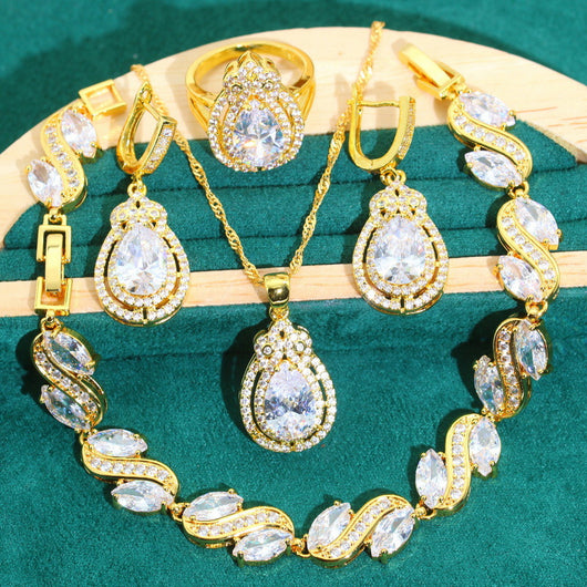 Juego de Joyería Hipoalergénica con Circonita - Pulsera, Collar, Aros y Anillo - Image 6