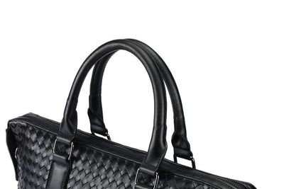 Maletín de Cuero Tejido a Mano para Hombre - Bolsa de Negocios Premium con Compartimento para Laptop - Image 5