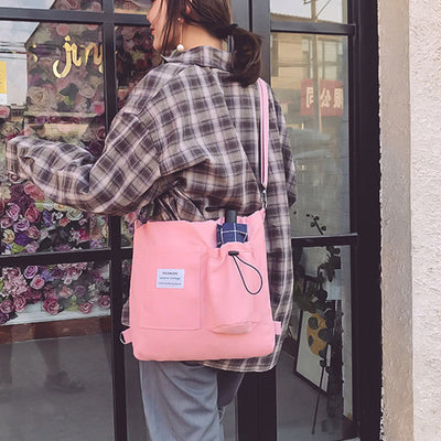 Mochila Estilo Harajuku con Bolsillos - Bolsa de Lona para Estudiantes y Mujeres - Image 4