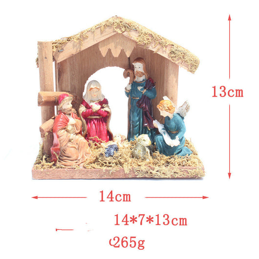 Conjunto de Pesebre Navideño en Resina - Casa Iglesia para Decoración de Escenas - Image 8