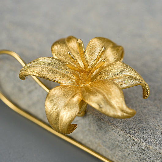 Aretes de Plata Esterlina S925 Flor de Lirio para Mujer - Image 8