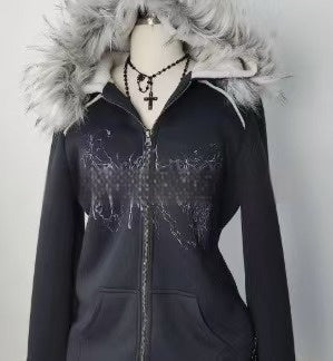 Sudadera con Capucha y Cremallera Estilo Retro Urbano Americano - Image 12