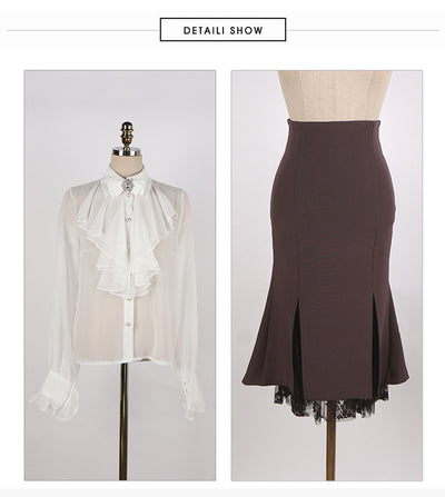 Conjunto Elegante de Blusa y Falda en Gasa - Estilo Temperamento - Image 13