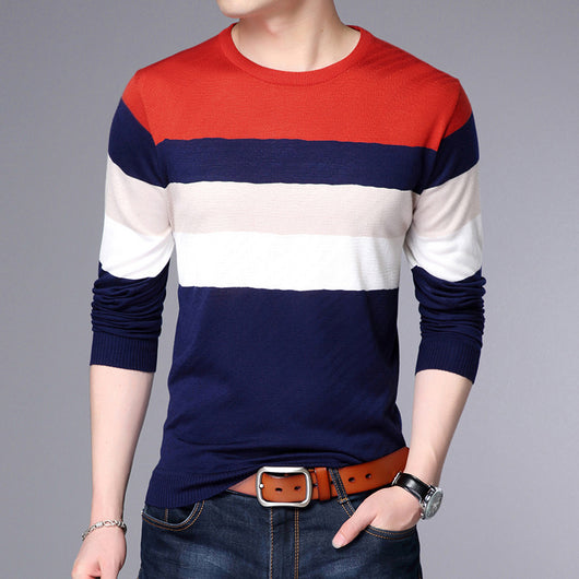 Suéter de Cuello Redondo con Bloques de Color para Hombre Joven - Image 7