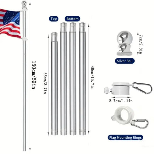 Asta Bandera de Acero Inoxidable Extensible 1.8 Metros para Exterior - Image 11