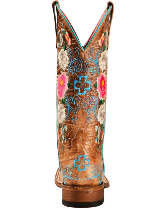 Botas Altas Vintage Floreadas para Mujer - Estilo Knight en Cuero Sintético Marrón - Image 2