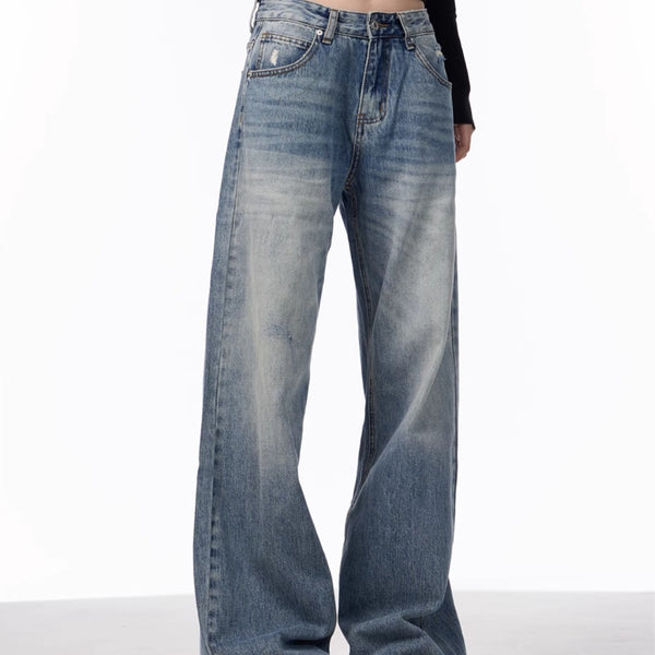 Jeans Vintage Rotos de Cintura Alta para Mujer - Azul Clásico