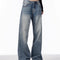 Calça Jeans Feminina Vintage Rasgada de Cintura Alta - Azul Clássico