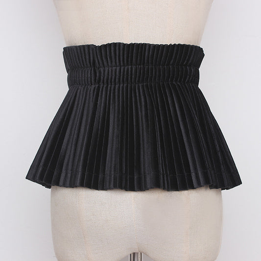 Falda Plisada Terciopelo Retro con Diseño de Hebilla Otoño-Invierno - Image 2