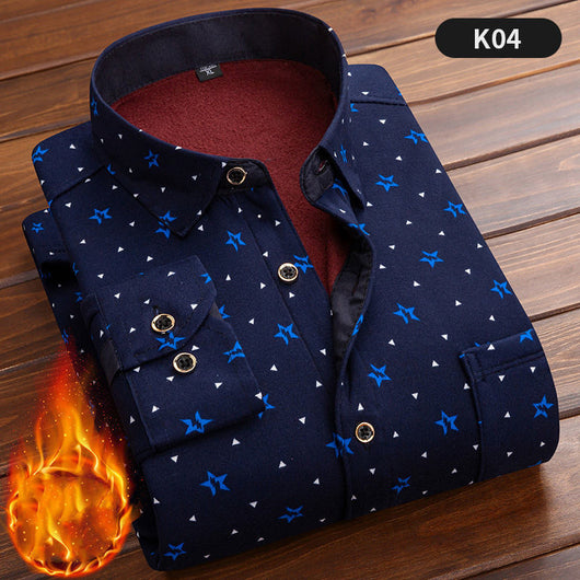 Camisa Cálida Acolchada de Terciopelo para Hombre Talla Grande - Image 12