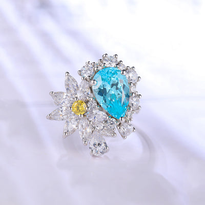 Anillo de Bodas Paraiba con Diamantes para Mujer - Image 5
