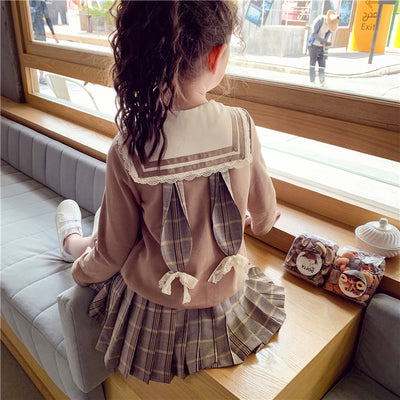 Sudadera y Falda Corta Estilo Universitario Coreano para Niña - Image 31