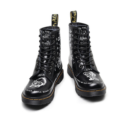 Botas de Cuero Personalizadas con Calavera Graffiti - Motociclista Unisex - Image 14