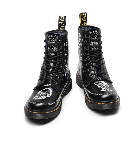 Botas de Cuero Personalizadas con Calavera Graffiti - Motociclista Unisex - Image 14